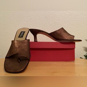 Y2K VanEli Metallic Bronze Leather Kitten Heel | Women's 10 Narrow | Deadstock